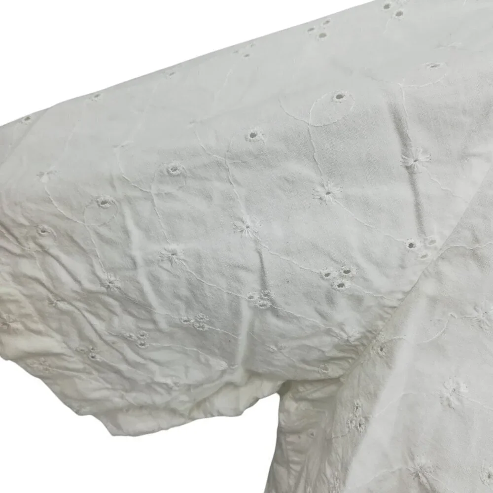 Vintage Stefano Cropped Eyelet Lace Tie Front Short Sleeve Blouse Size M Top 90s - Picture 9 of 11